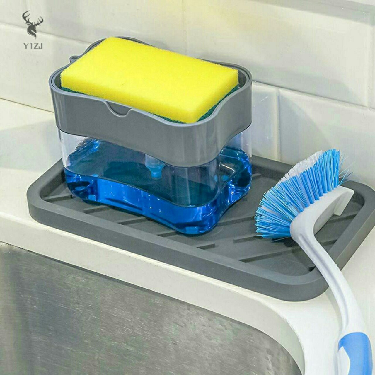 (Kèm miếng bọt biển)Hộp đựng nước rửa chén , Dụng cụ rửa chén , Dụng cụ vệ sinh , rửa bát