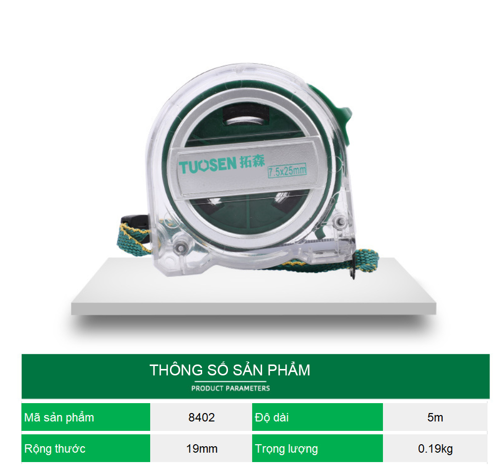 Thước cuộn, thước rút, thước kéo dài 3m, 5m, 7.5m, 10m - hãng tuosen
