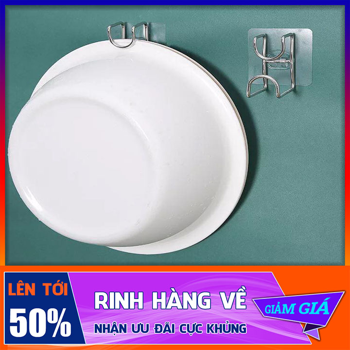 Móc Treo Thau Chậu Tắm Inox Dán Tường, Giá Móc Treo Đồ Nhà Bếp Đa Năng