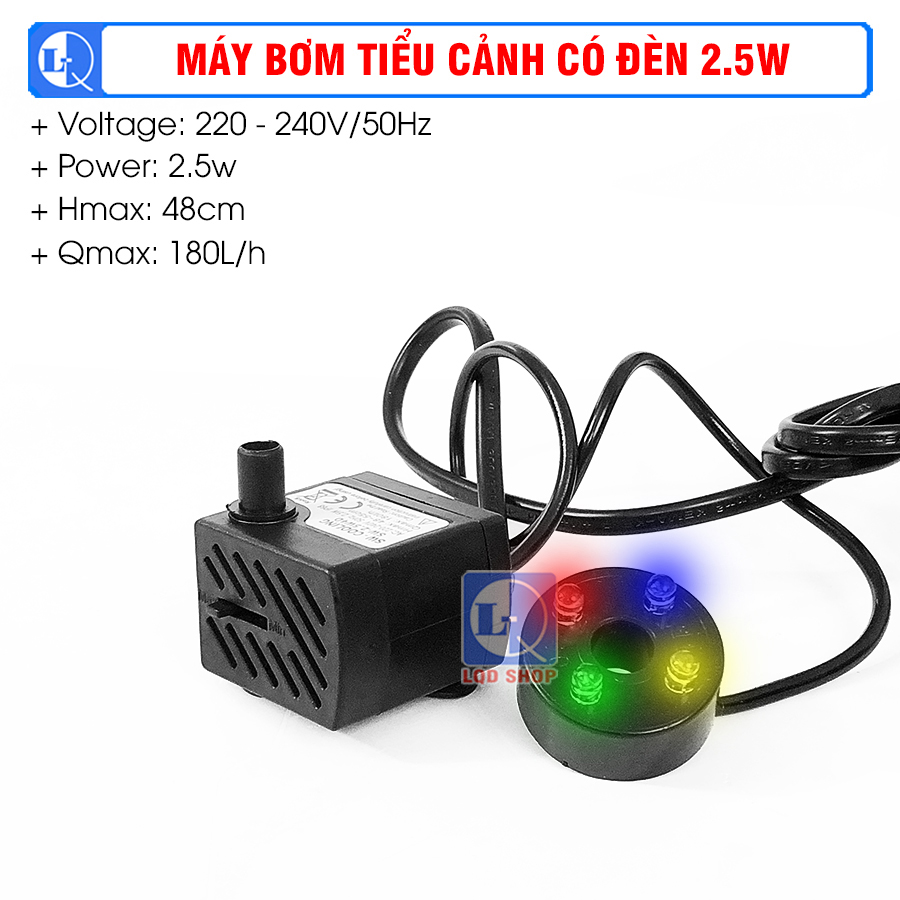 Máy bơm thác nước phong thủy | Máy bơm tiểu cảnh mini có đèn