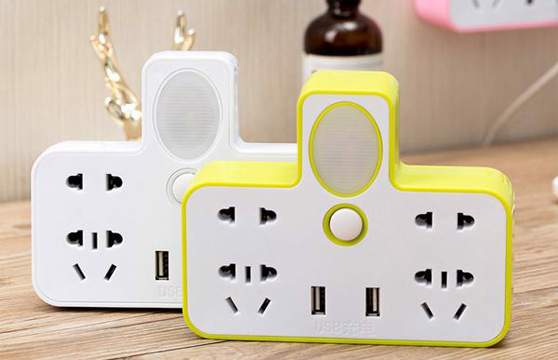 Bộ Chia Ổ Cắm Điện 3 Chấu 2 Cổng Usb Kiêm Đèn Ngủ Tiện Dụng