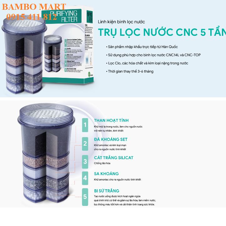 CỤC LỌC BÌNH LỌC NƯỚC HÀN QUỐC 5 TẦNG