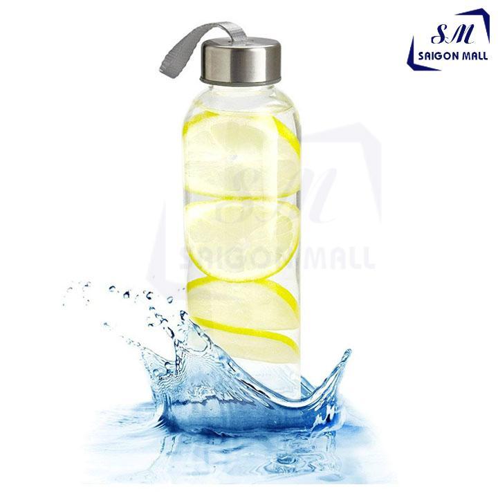 Bình Thuỷ Tinh Đựng Nước 500ML Dây Xách NẮP