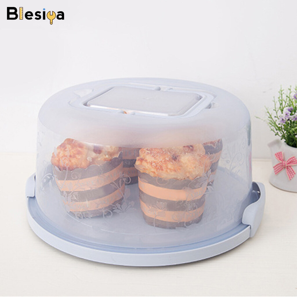 Blesiya Plastic Cake Box Round Cake Storage Carrier Container Lockable Lid