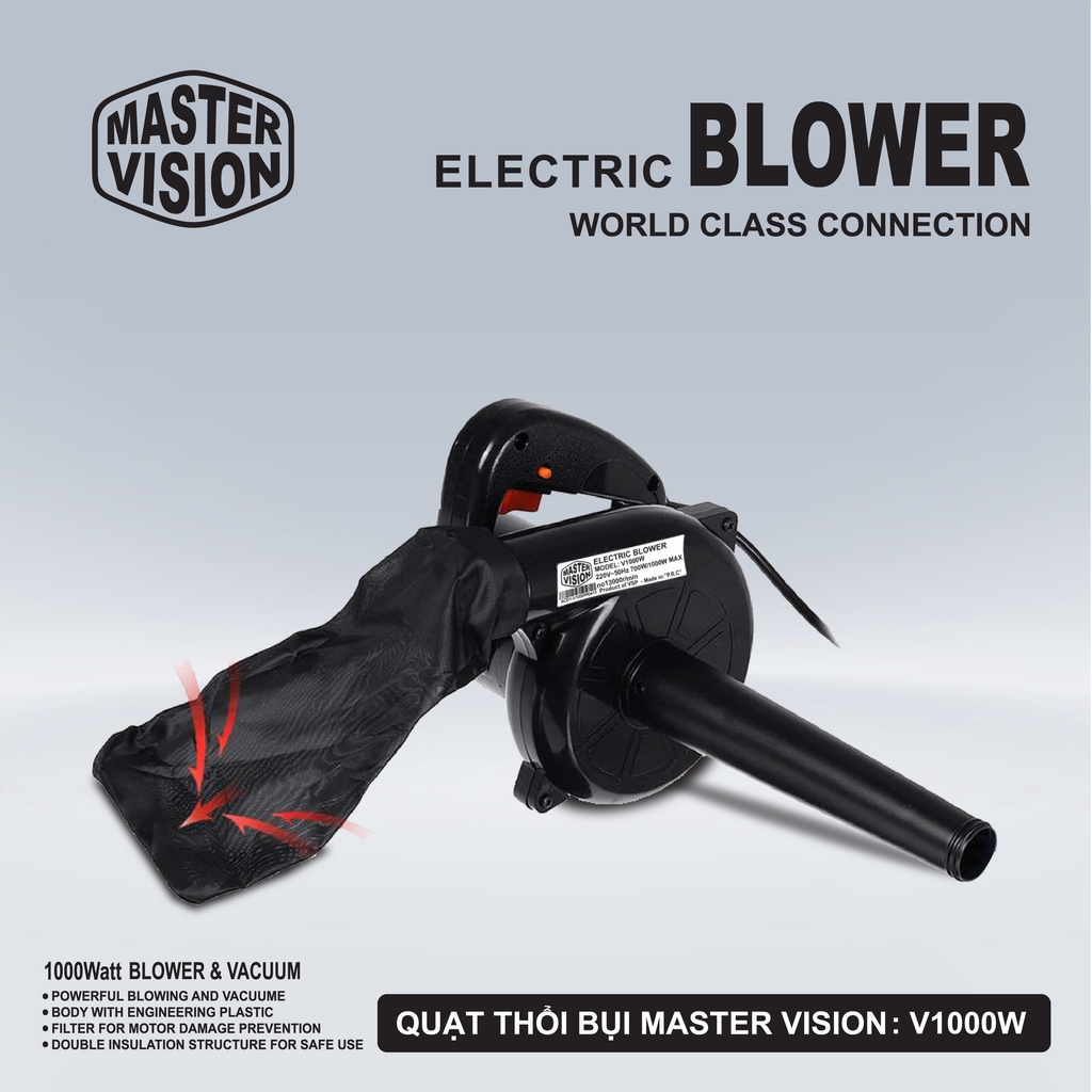 Quạt Thổi Bụi Master Vision V1000W (New 2022) (Quạt chuyên hút và thổi bụi Phòng Net)