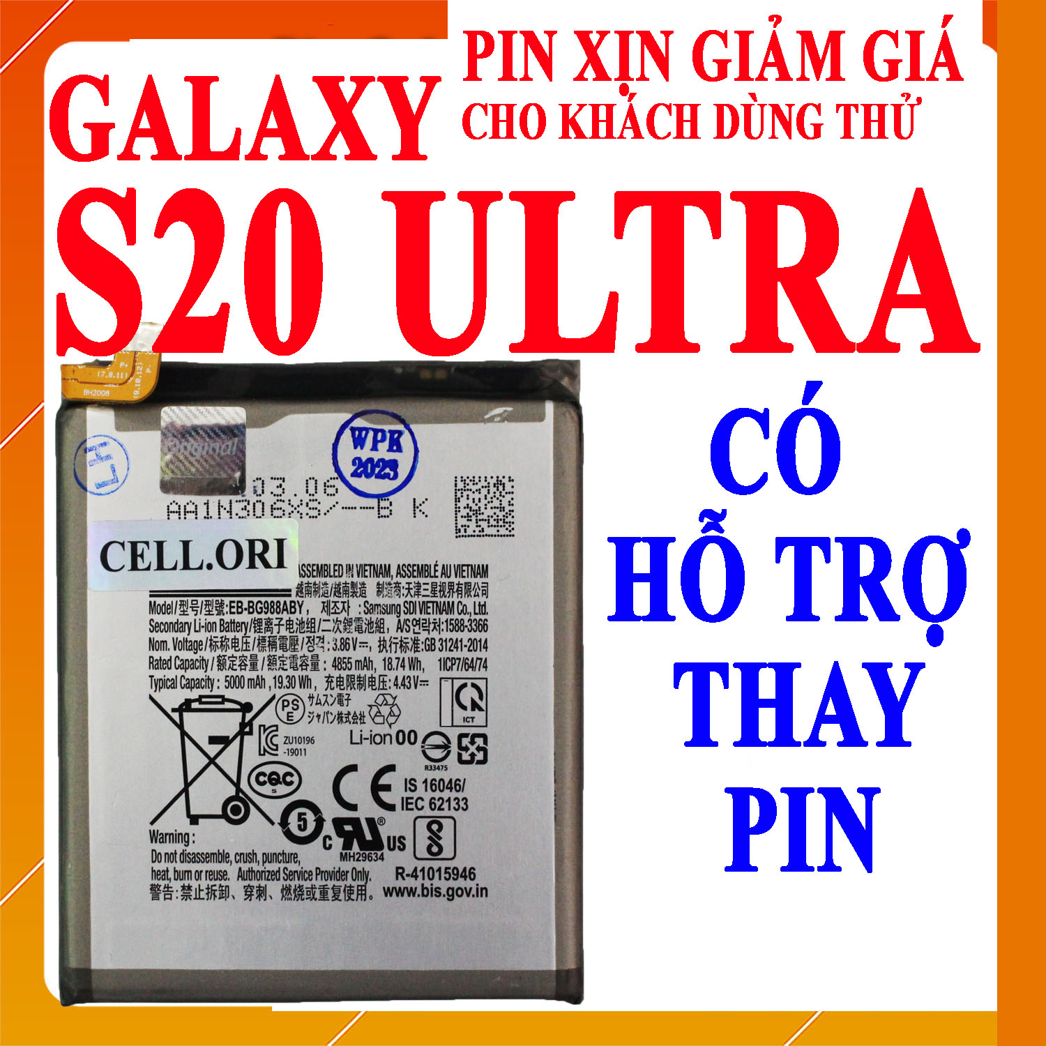 Pin Scud cho Samsung Galaxy S20 Ultra dung lượng 5000mAh