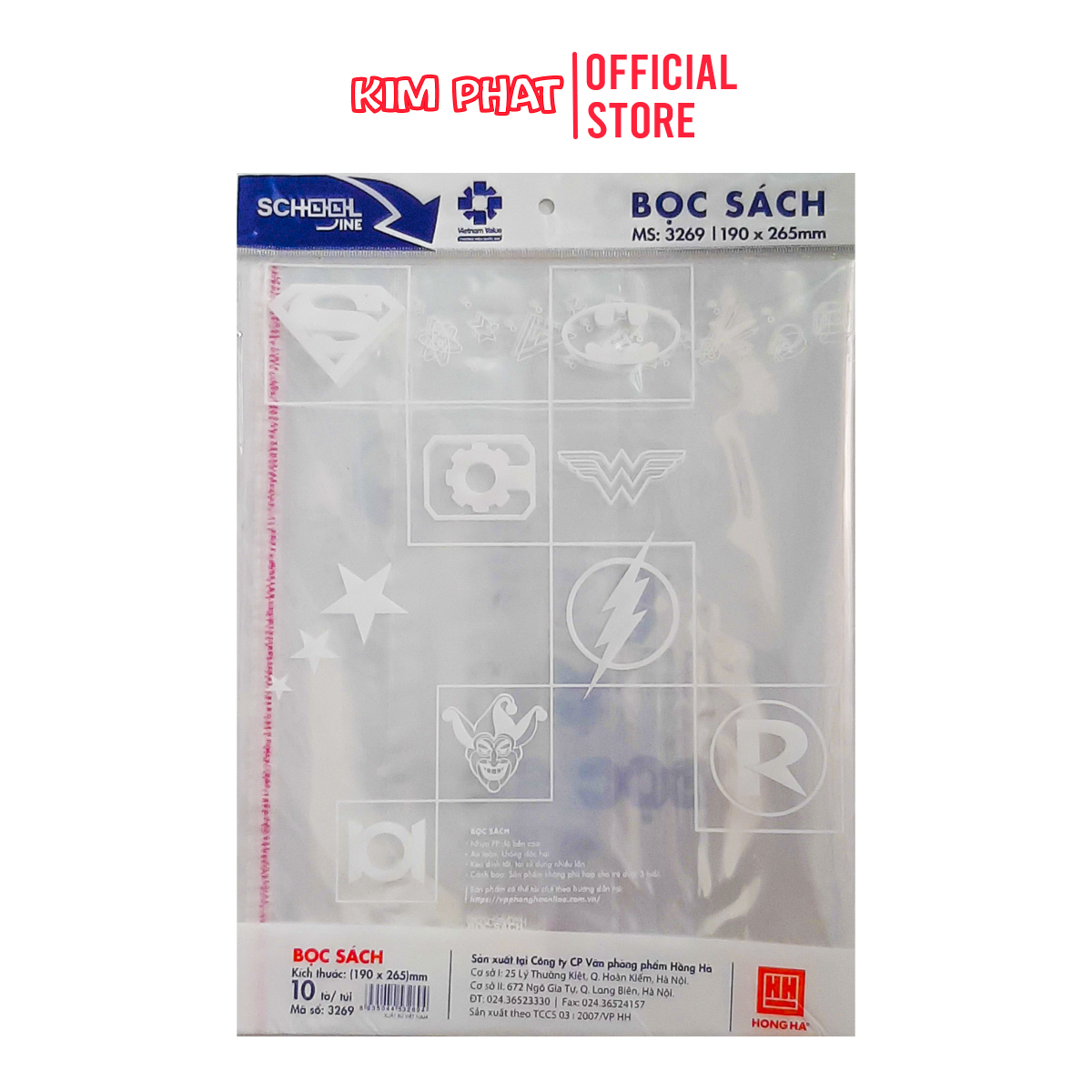 Bọc vở, bọc sách to nilong Hồng Hà (10 cái)