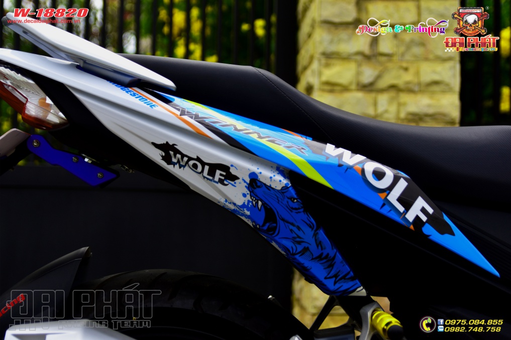 Tem Xe Winner Wolf Xanh Trắng