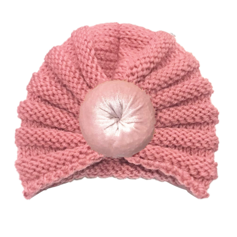 Mũ turban dễ thương cục tròn cho bé gái(0-10 tháng)