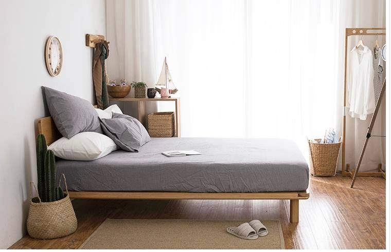 Set 4 Món Chăn Ga Gối Nhập Cotton Màu Trơn