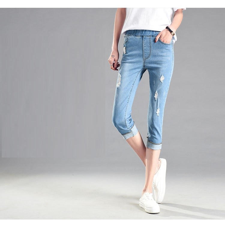 Quần jean lửng nữ lưng thun Quảng Châu Q041