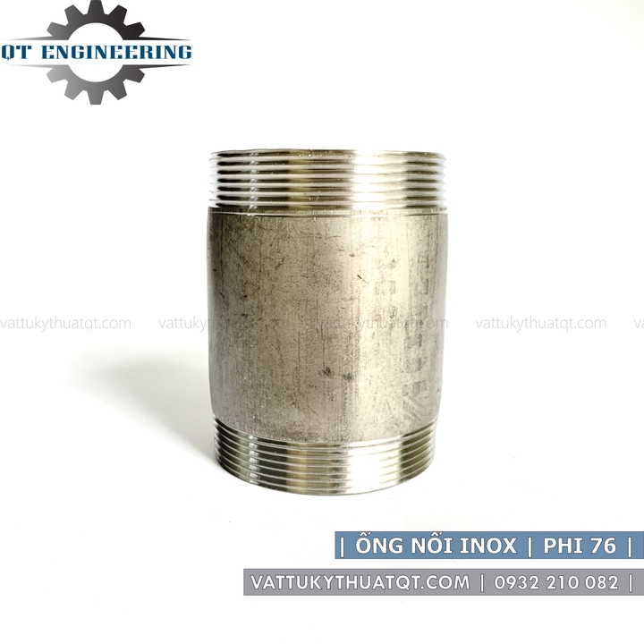 Ống nối inox 2 đầu ren ngoài | DÀI 20CM | Phi 60, 76 | VATTUKYTHUATQT.COM