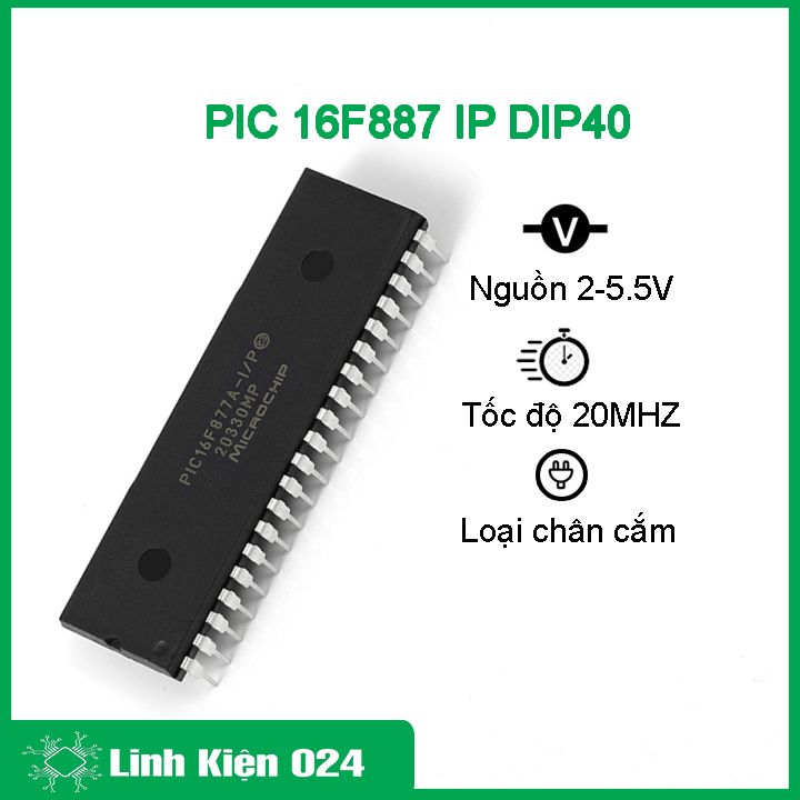 Vi điều khiển PIC 16F887-I/P DIP40
