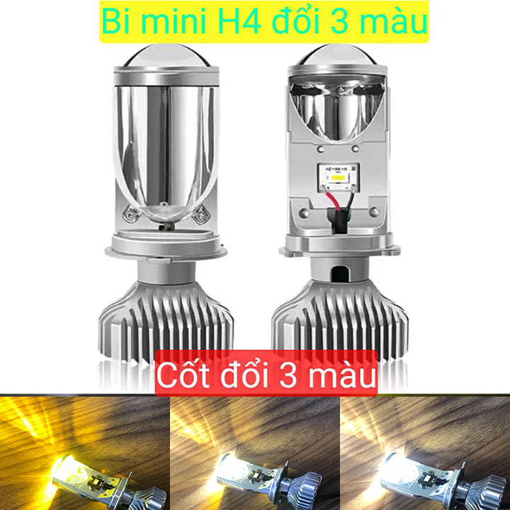 Đèn pha led lắp Ô TÔ XE MÁY cos 3 chế độ màu
