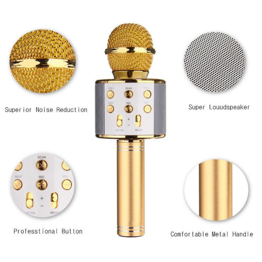Micro Hát Karaoke Kiêm Loa Bluetooth Không Dây WS 858 Âm Vang