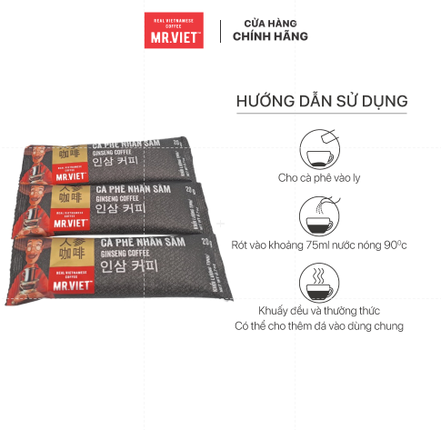 Cà phê hoà tan Nhân Sâm - cà phê hoà tan MR.VIET ( 12 gói / hộp)