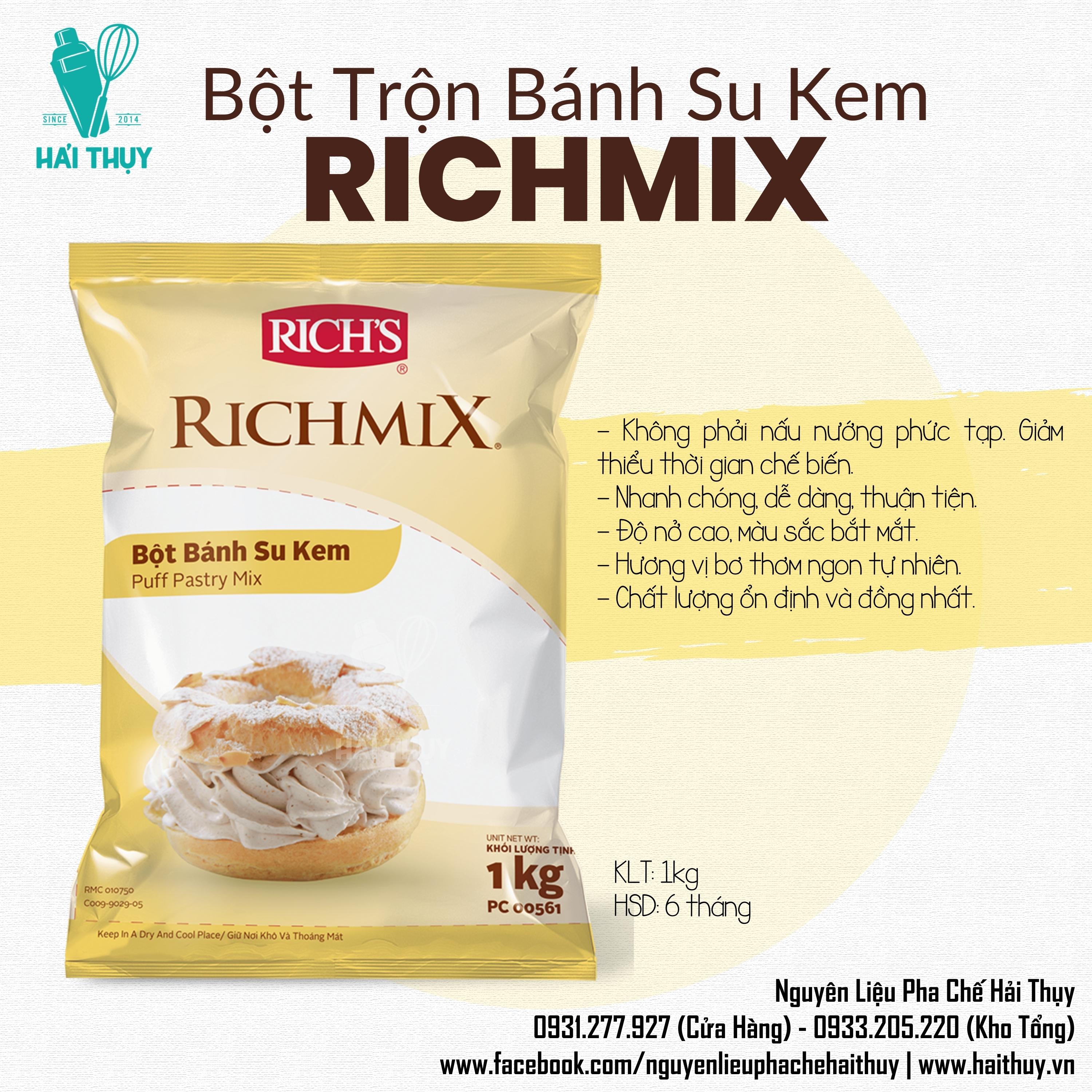 Bột trộn sẵn làm bánh Su Kem Richmix 1kg