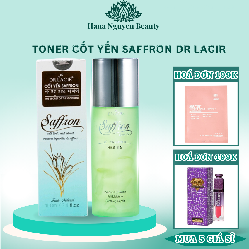 Nước hoa hồng toner cốt yến saffron Dr Lacir giúp cấp ẩm và làm sạch sâu cho da 100ml