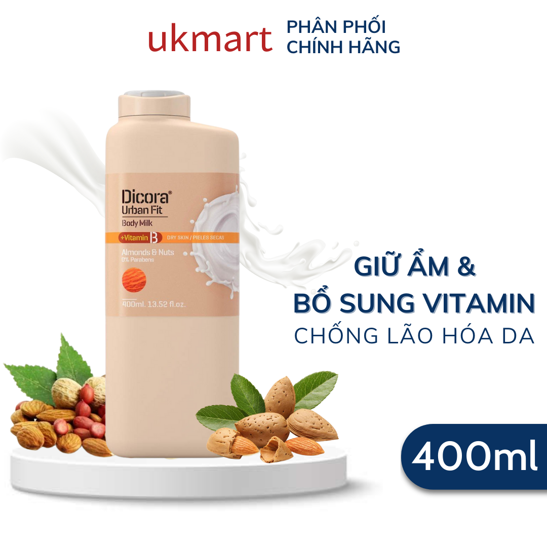 Sữa Dưỡng Thể Dicora Urban Fit Vitamin B Hạnh nhân & Các Loại Hạt 400ml