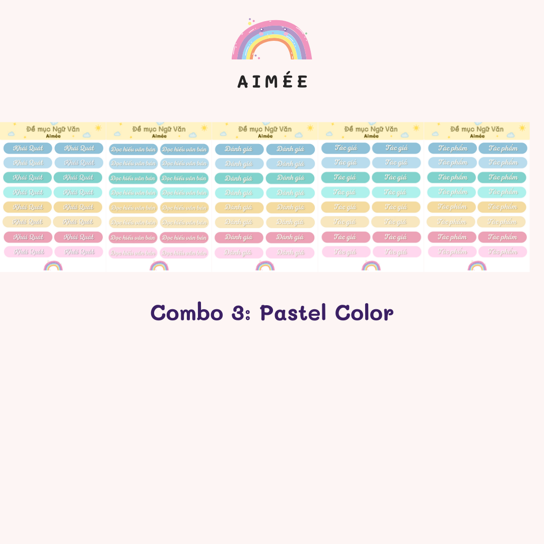 Combo 5 Sticker Tấm Đề Mục Văn Học ( Không cắt sẵn) | AIMÉE