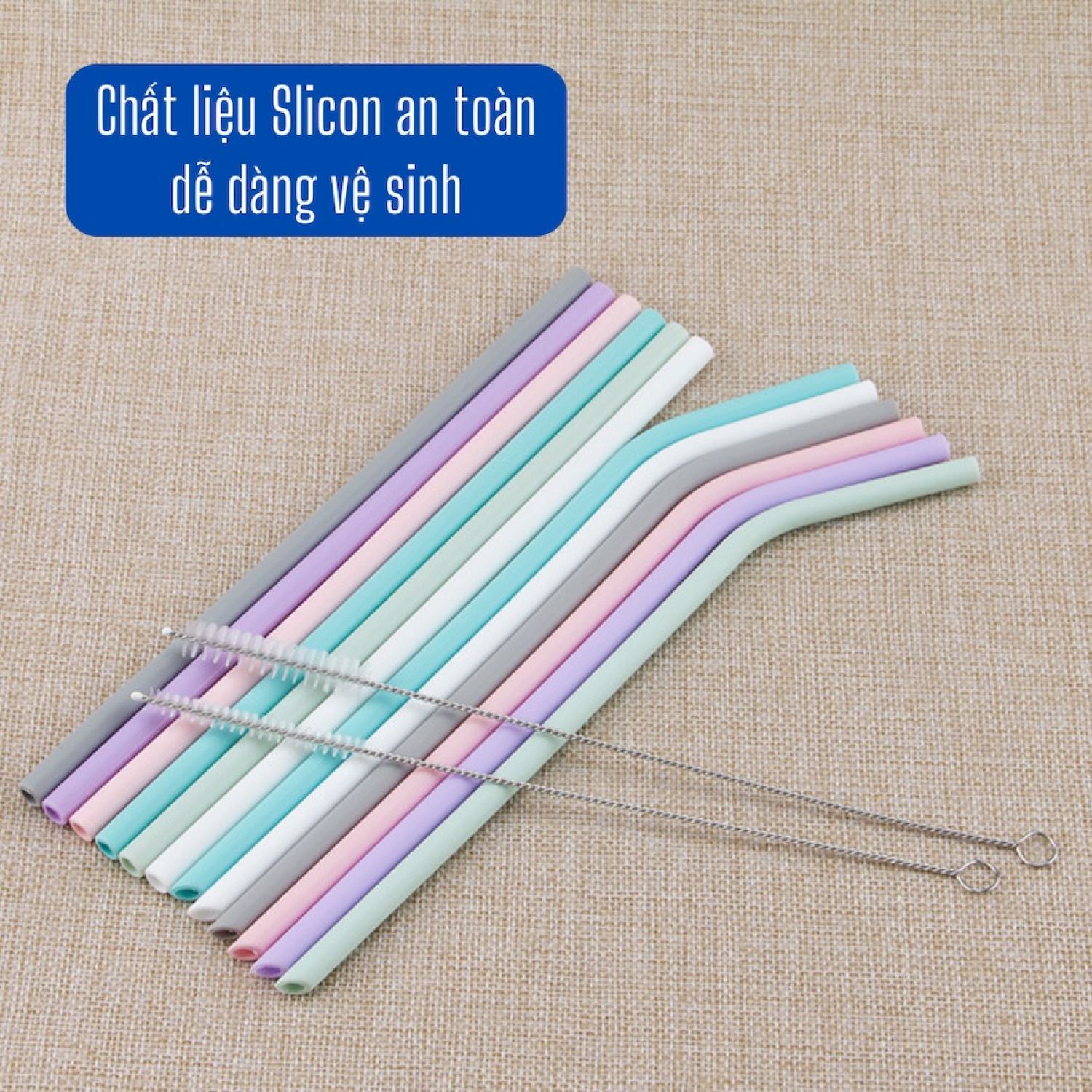 Ống hút Silicone nhiều màu sắc pastel có thể tái sử dụng tiện dụng thân thiện môi trường