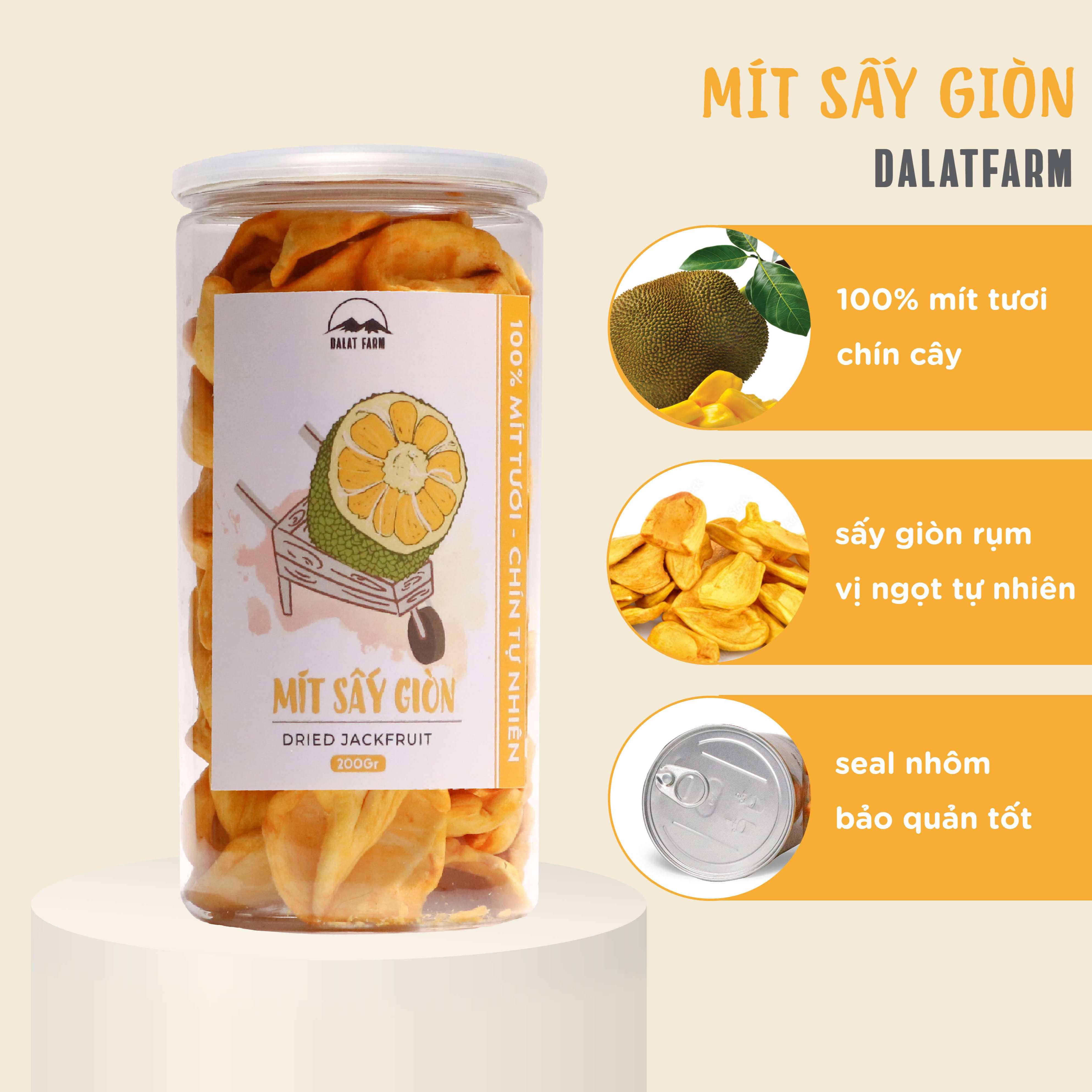Mít sấy giòn dalatfarm - hộp 160 g