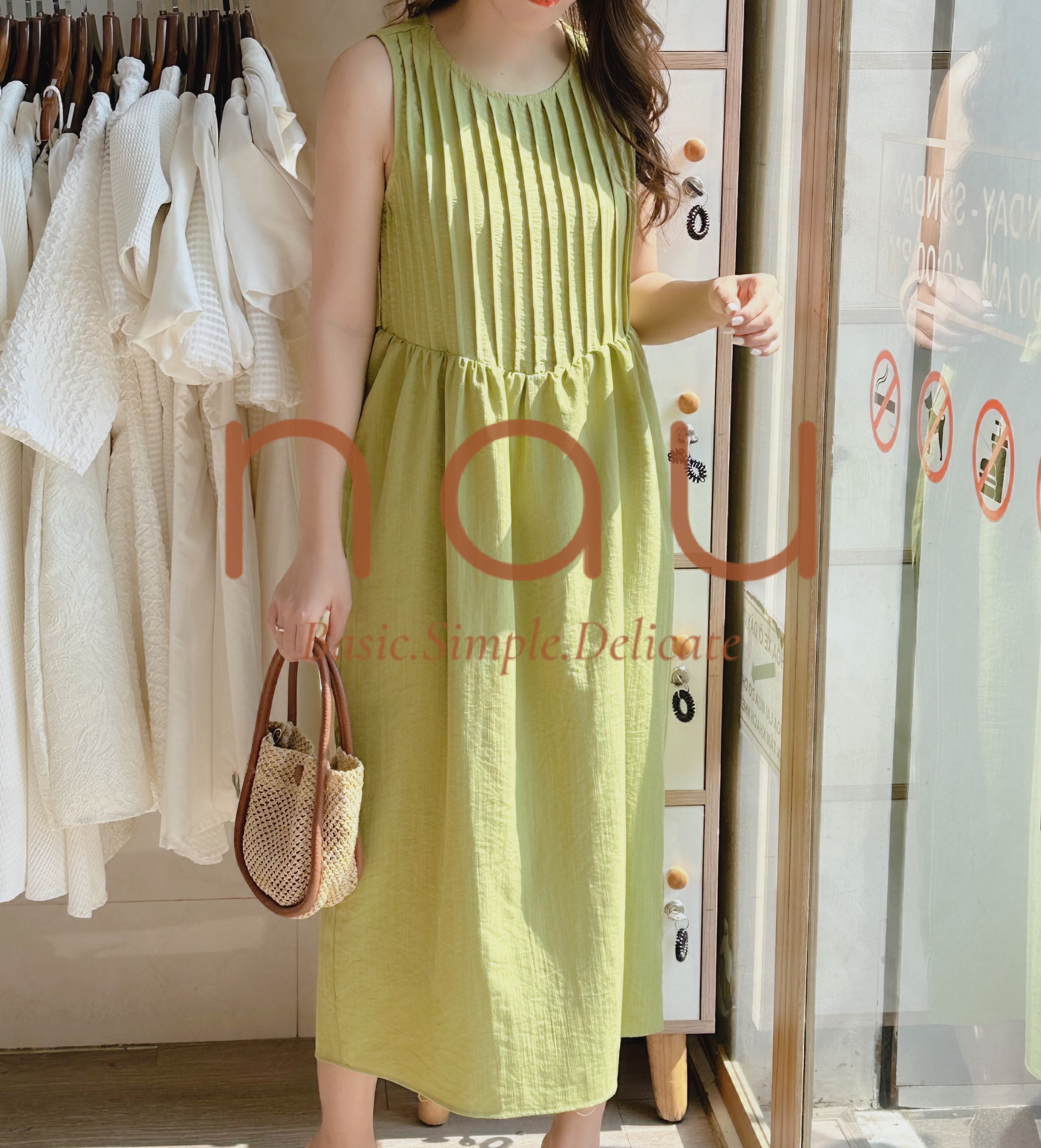 Đầm suông phối xếp li 6 màu