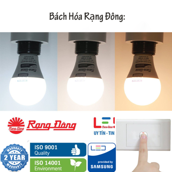 Bộ 6 Bóng đèn LED đổi 3 màu (3 in 1) 7W Rạng Đông - SAMSUNG ChipLED