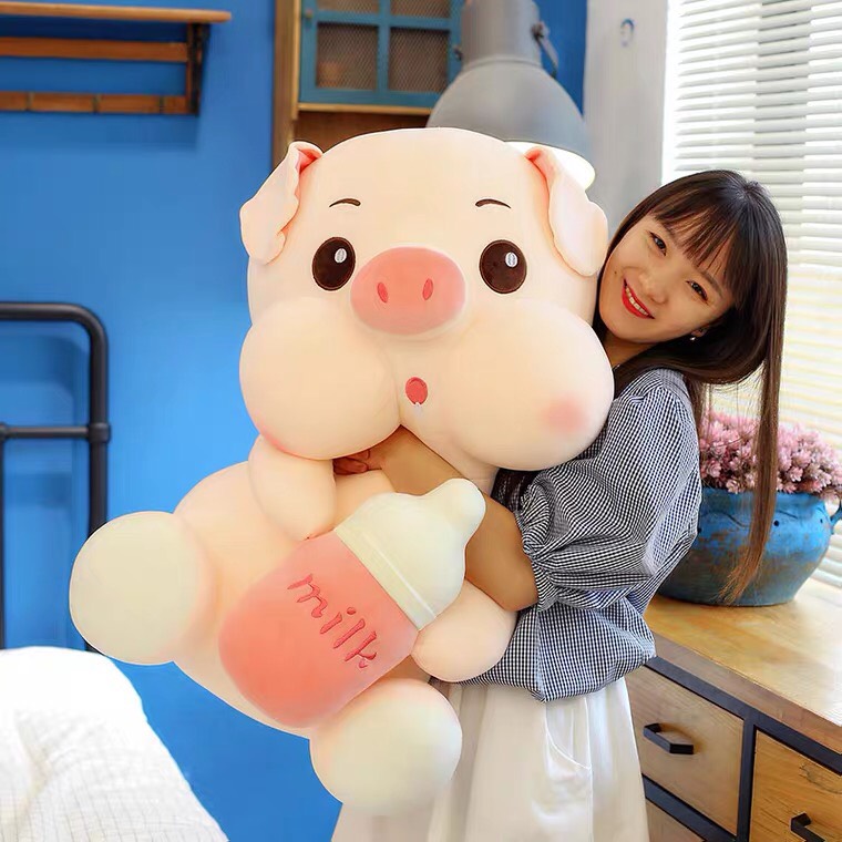 Gấu Bông Heo Ôm Bình Sữa - 60CM