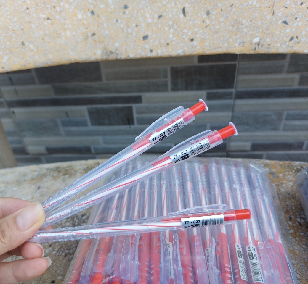 Set 10 bút bi TT-027 mực đỏ