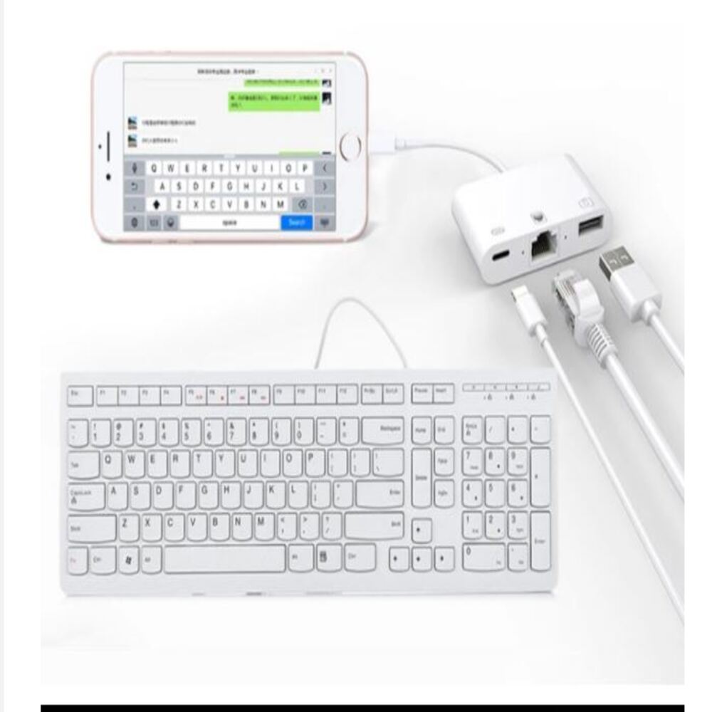 Đầu chuyển đổi lightning 3 in 1 to lan, usb, lightning cho iPhone iPad