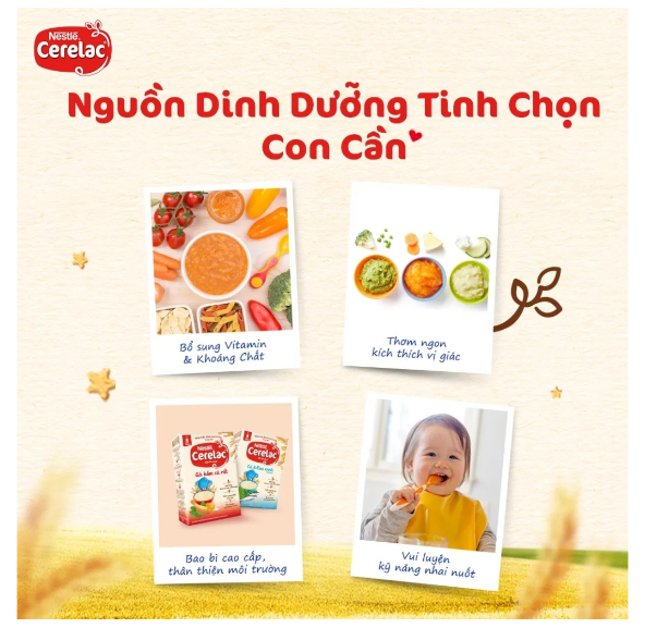Bột ăn dặm Nestle Cerelac cho bé từ 6 tháng trở lên