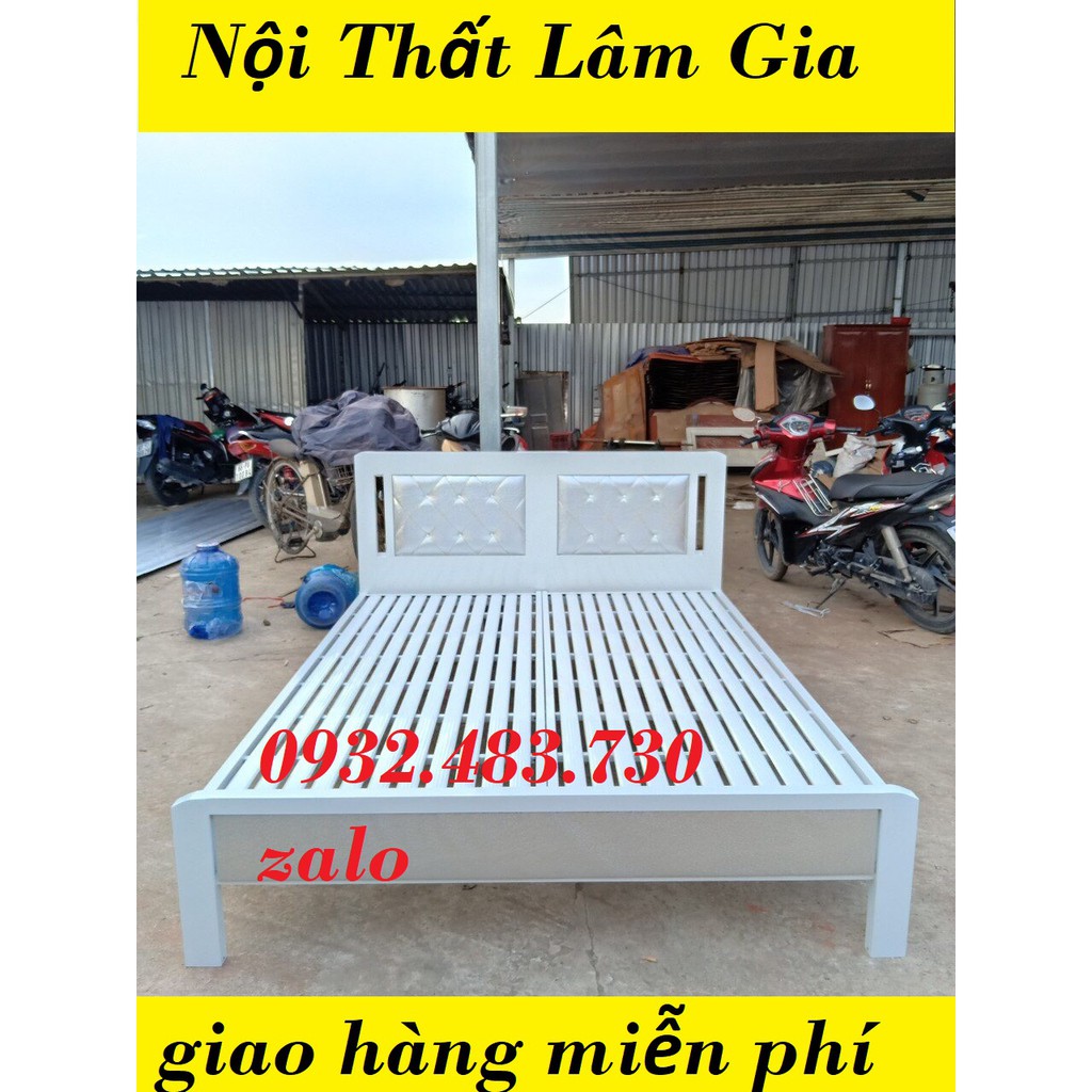 Giường sắt ngủ sắt hộp 1m6x2m