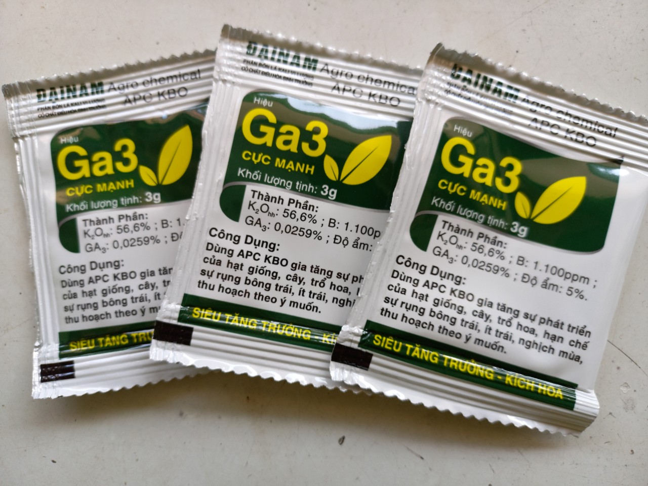Combo 2 gói GA3  3g  siêu tăng trưởng cho cây trồng