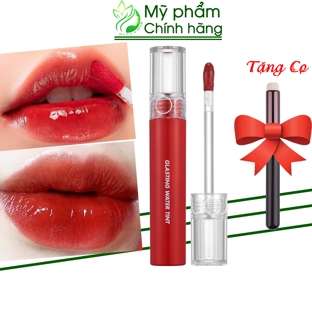 Son romand bóng glasting water tint màu 02 red drop đỏ thẫm 5ml ️