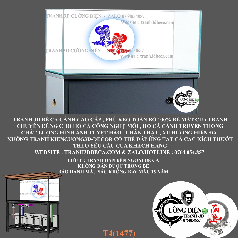 Decal dán trang trí bể cá cảnh 3D