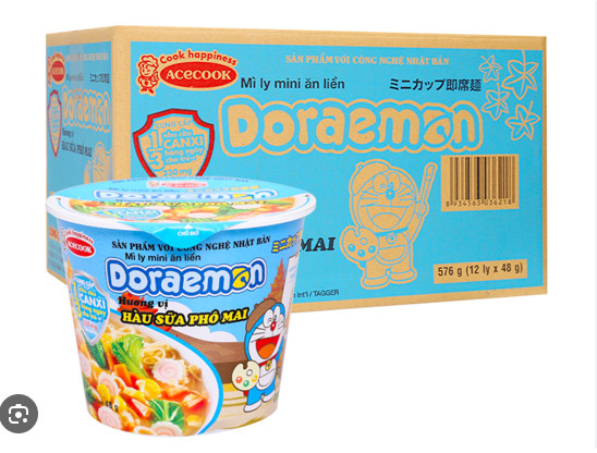 thùng 12 ly Mì ly Doraemon hàu sữa phô mai