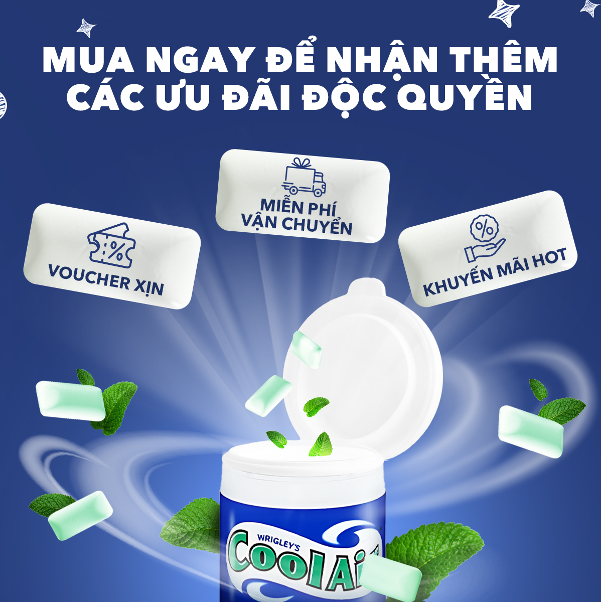 Combo 2  Kẹo Sing-Gum Cool Air Hương Bạc Hà - Khuynh Diệp Hũ Lớn 100 Viên