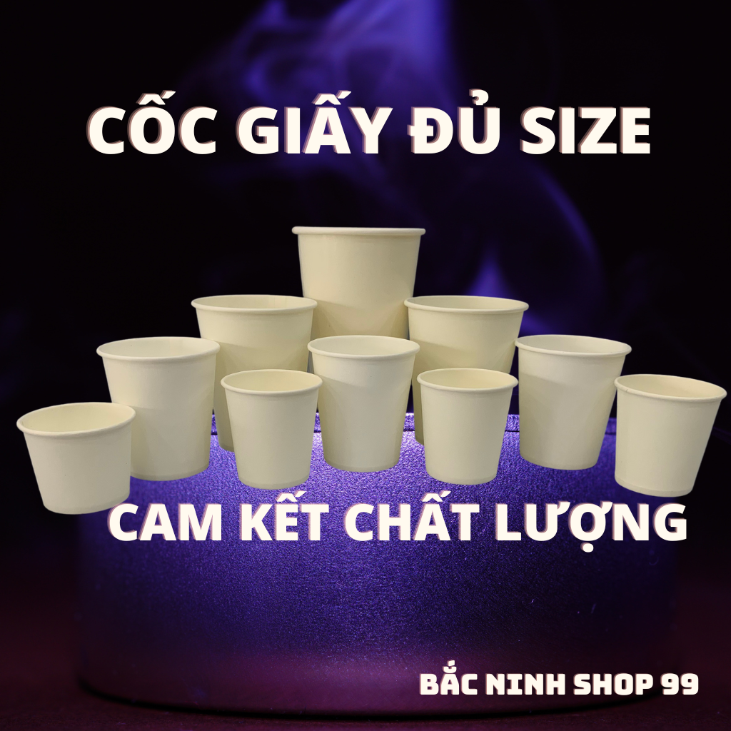 SET 50 Cốc giấy nhập khẩu đủ SIZE TỪ 60ml - 480ml dùng 1 lần