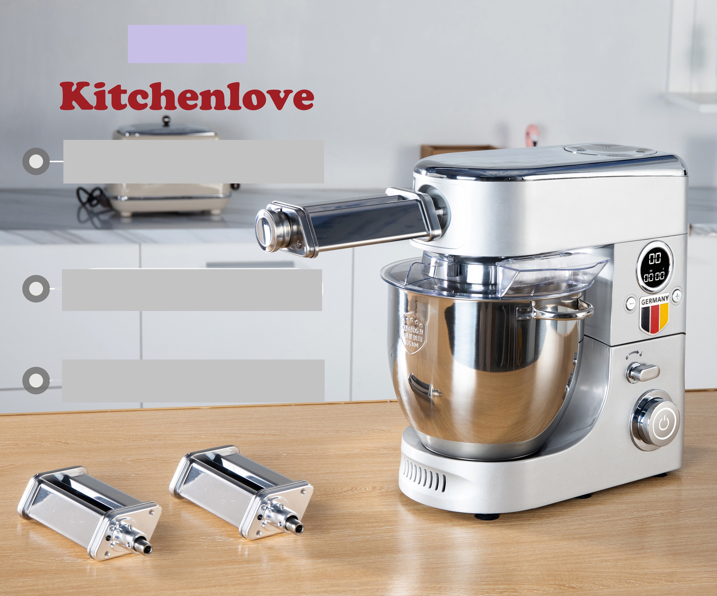 Máy trộn bột ,đánh bột,nhào bột ,đánh trứng kem  7L KITCHENLOVE FM809 1500W