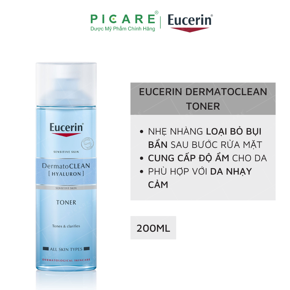 Nước hoa hồng cho da nhạy cảm Eucerin Dermatoclean Clarifying Toner 200ml