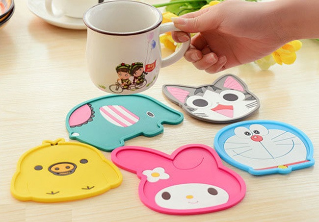 1 Miếng Lót Ly Silicone Hình Thú Siêu Dễ Thương