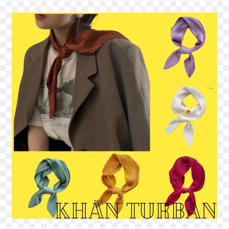Khăn choàng cổ xếp ly thanh lịch Khăn turban lụa dập ly