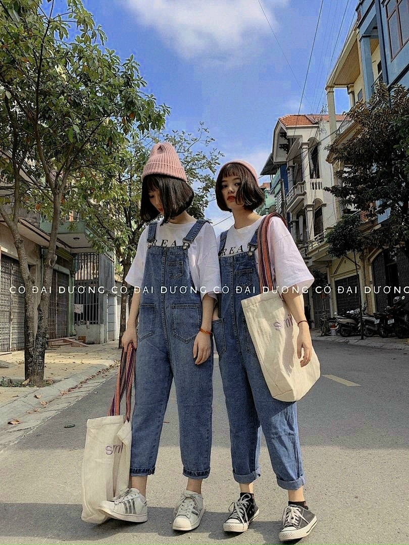 Quần bò yếm siêu cute