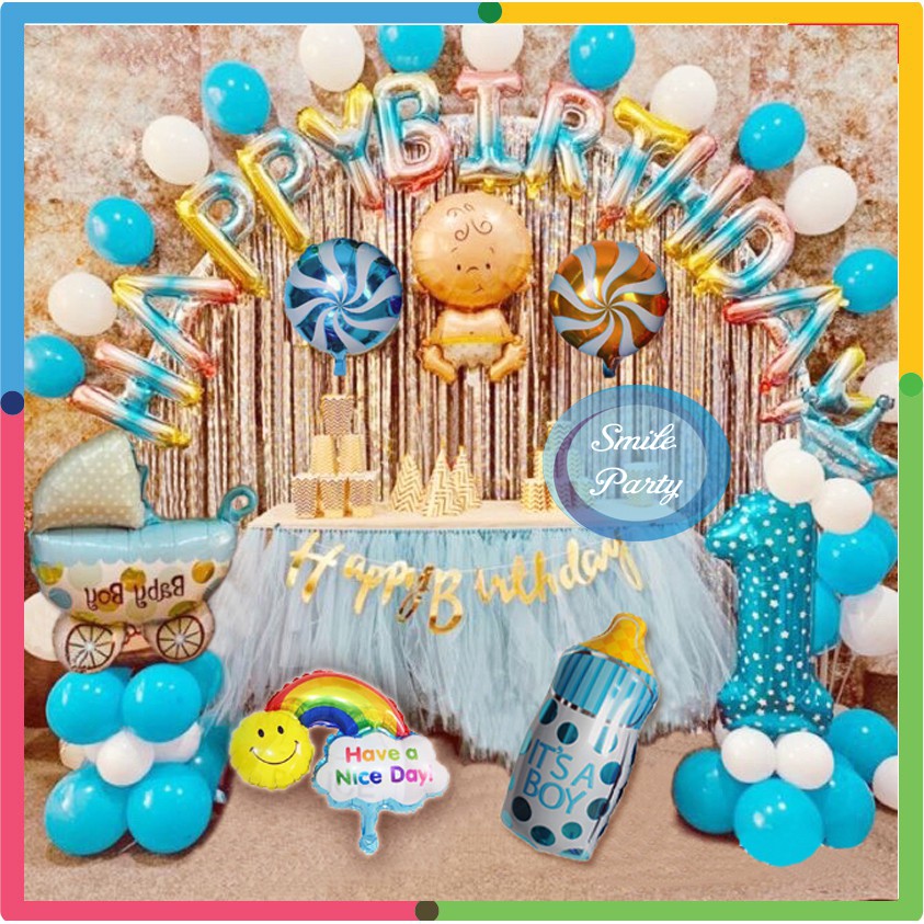 Set Bóng Trang Trí Sinh Nhật 1 Tuổi Cho Bé