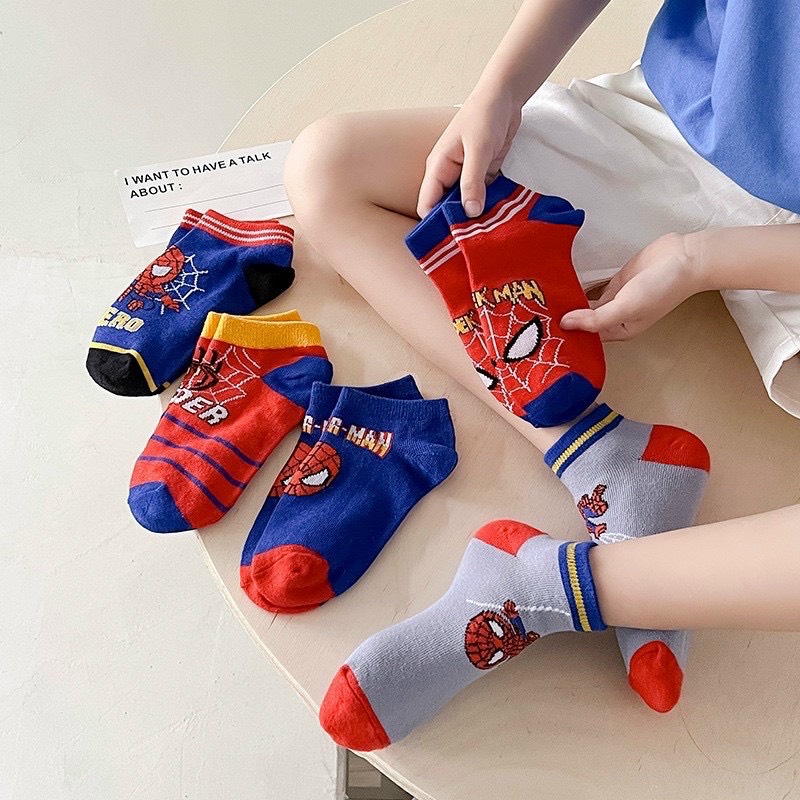 Set 5 đôi tất hoạt hình siêu nhân cho bé trai