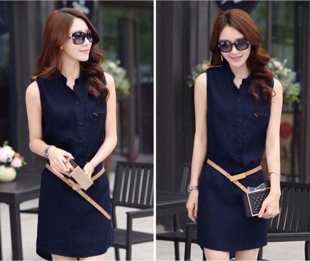 Đầm Jeans Tia Kéo Ngực Cao Cấp D583 ( KHÔNG KÈM NỊT )