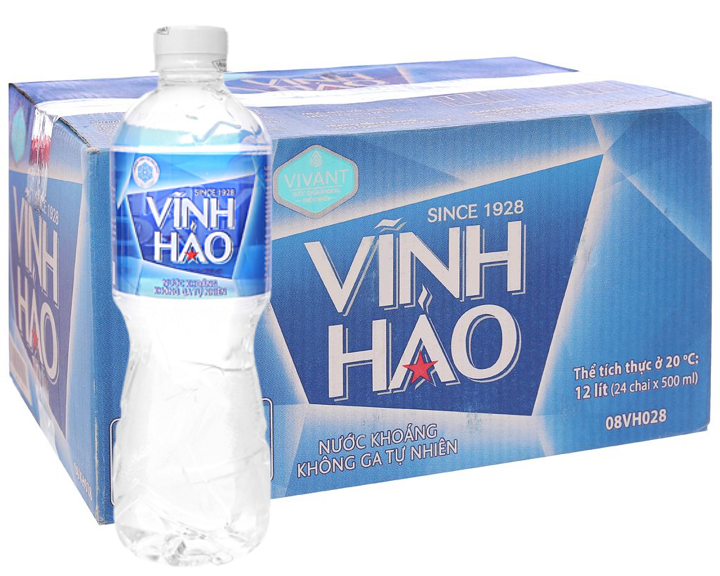 Thùng 24 chai nước khoáng vĩnh hảo 500ml / lốc 6 chai nước khoáng vĩnh hảo 500ml
