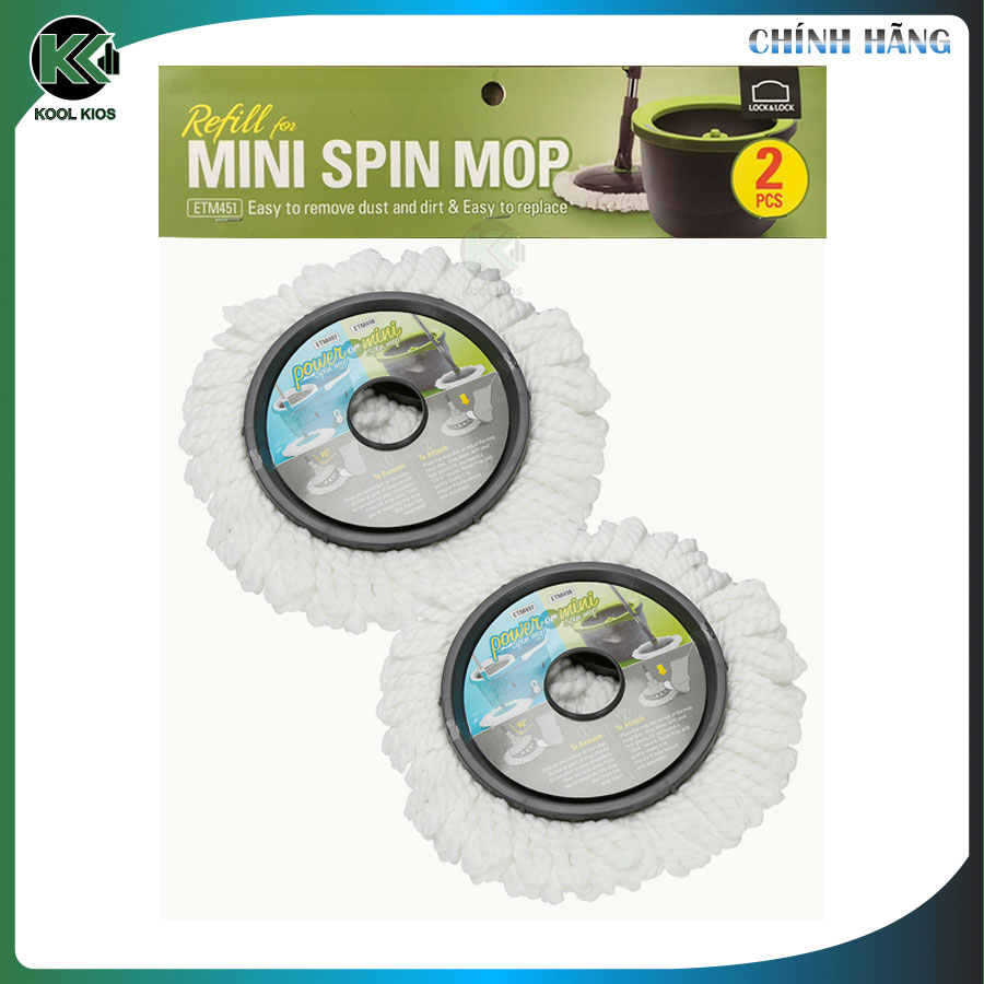 Bộ 2 bông lau thay thế mini mop etm498 lock&lock - etm451