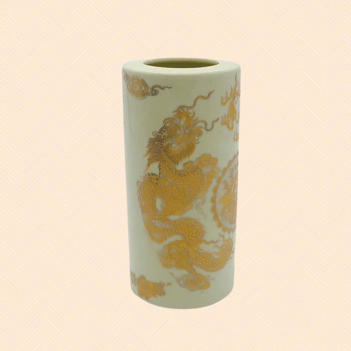 Ống hương thờ men vàng kim long phụng - Hàng loại 1 sắc nét - Chợ Sứ Bát Tràng